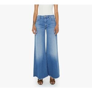 Mother The Lil Roller Fray in Work Hard Play Hard Womens 28 Blue High Rise
